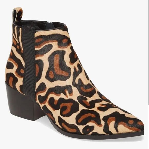 LINEA PAOLO Sevilla II Genuine Calf Hair Leopard  Booties 7.5 - Picture 3 of 10